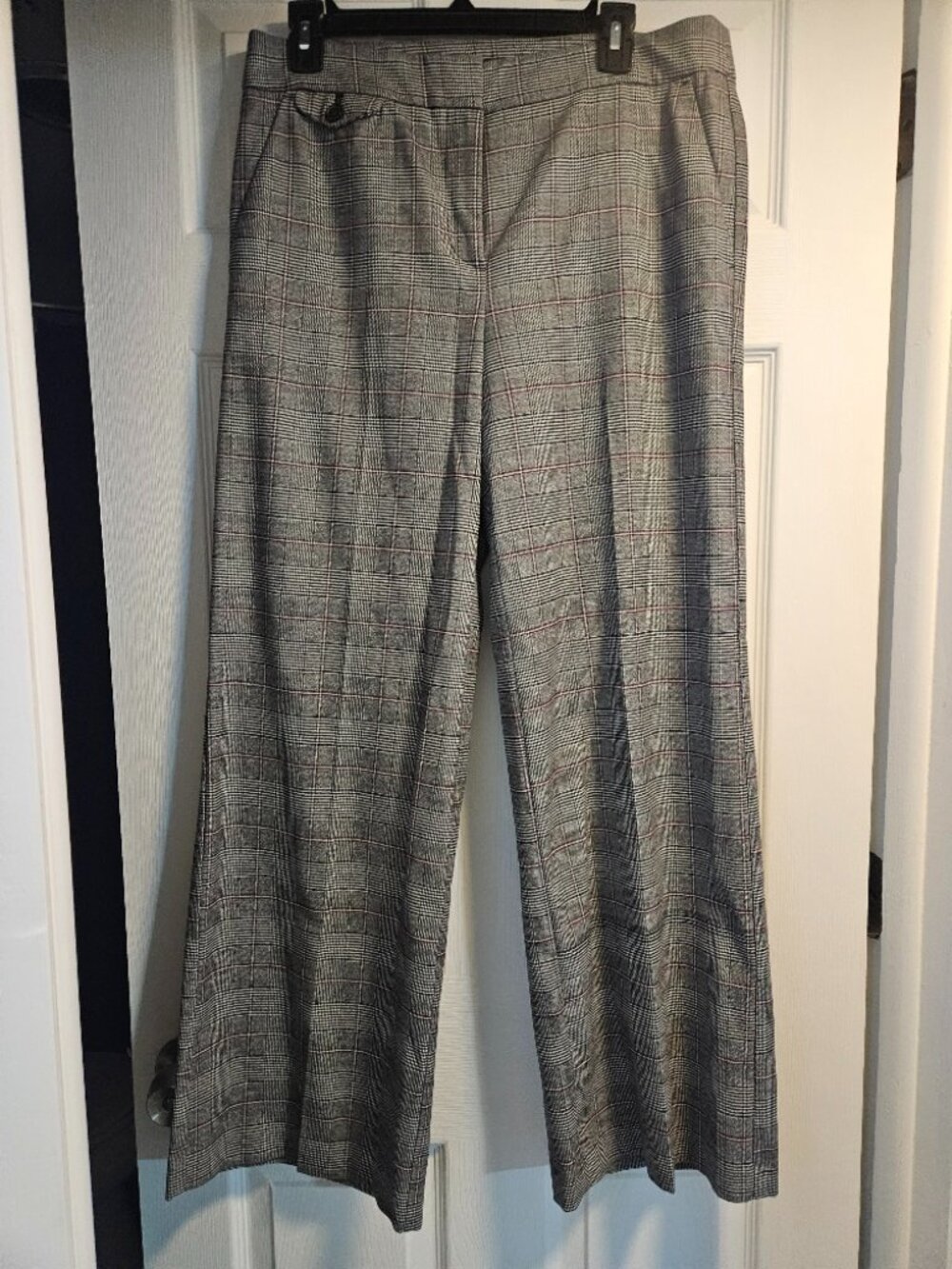 Loft Curvy Fit Dress Pants with Burgundy Pinstripe